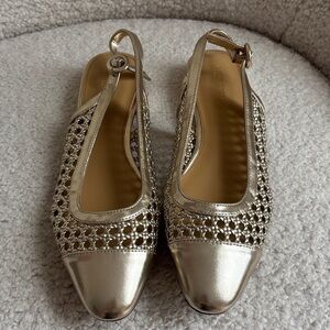J. Crew Gold Metallic Woven Flats